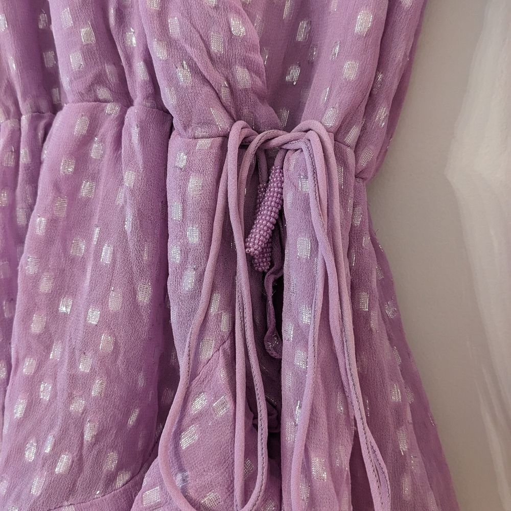 Revolve Rococo Sand Wrap Dress in Purple/lavender metallic Medium - Picture 2 of 4